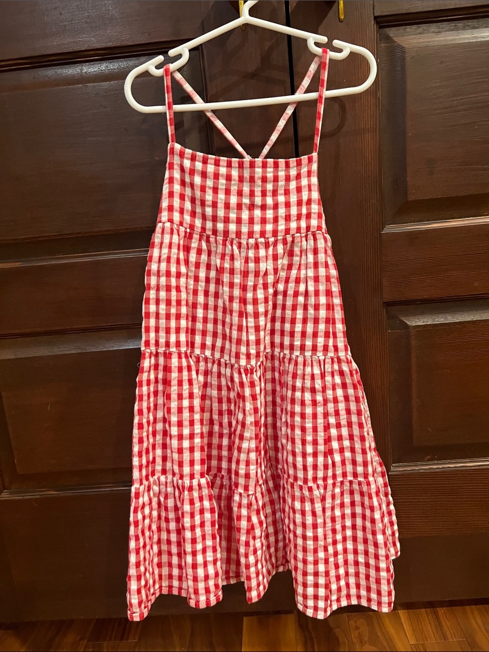GAP Red and White Gingham Tiered Sundress